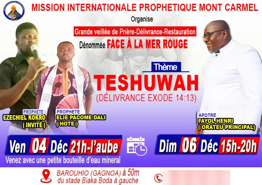 Affiche — veillée Teshuwah, Mont Carmel